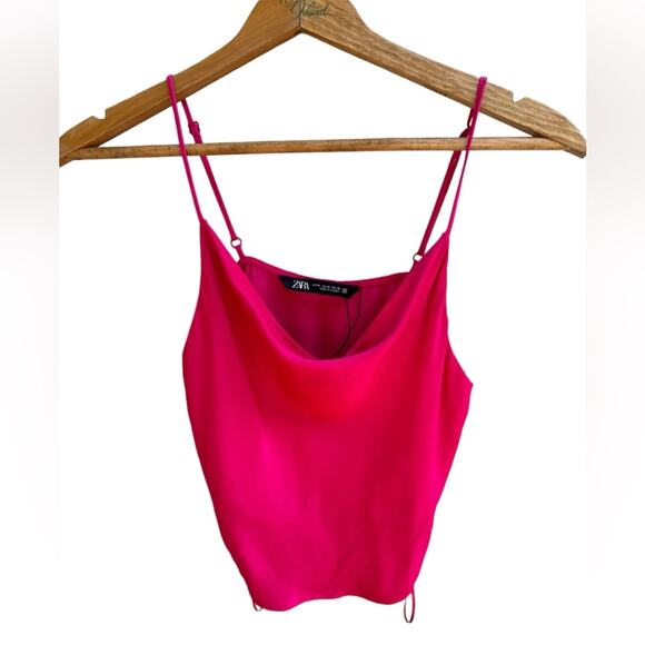 Zara Tops - Zara Cropped Satin Tank Top Size Medium Pink